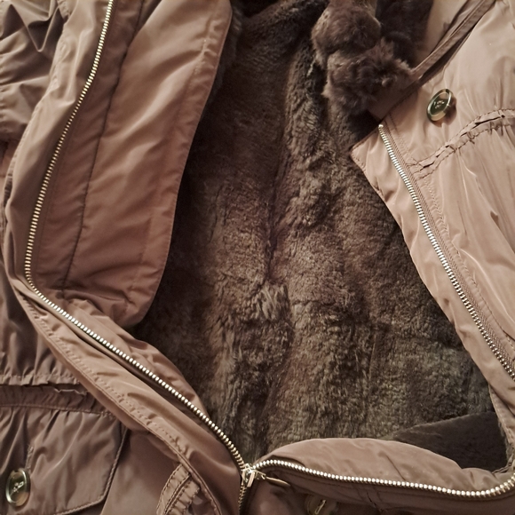 Blue Duck Coat Women's Large L Brown Insulated Layered Cozy Rabbit Fur Winter - Picture 9 of 15